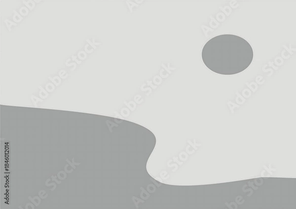 Fototapeta Abstract minimalist landscape illustration in serene grayscale tones,  ideal for a calm and clean design background