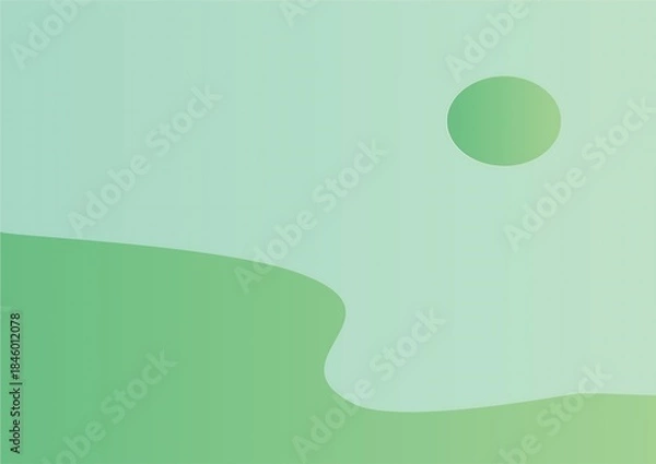Fototapeta Soft Green Gradient Background with a Subtle Circle and Undulating Curve, Evoking Calmness and Natural Serenity