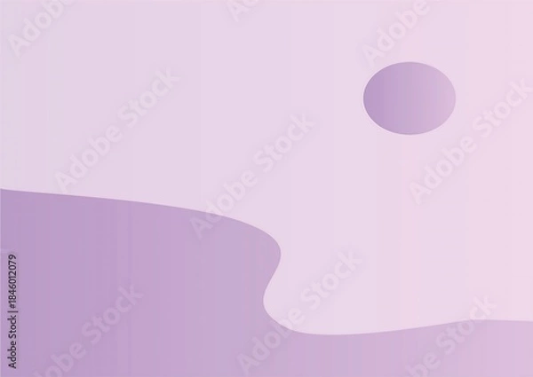 Fototapeta Softly lit gradient purple landscape with a circular sun, evoking tranquility and a sense of calm