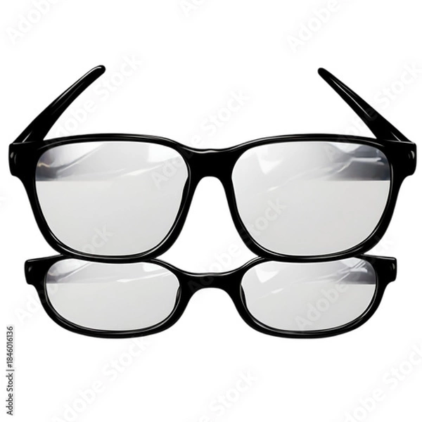 Fototapeta Modern Black Rectangular Reading Glasses Isolated on White