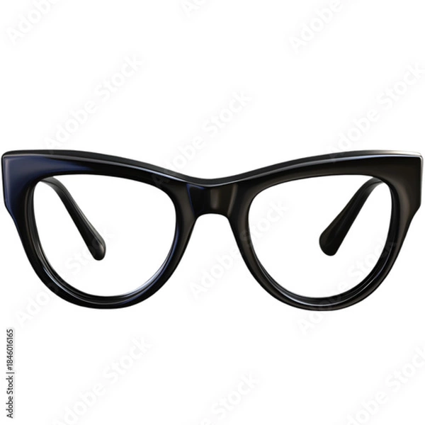 Fototapeta Modern Black Rectangular Reading Glasses Isolated on White
