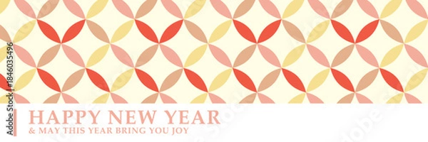 Obraz 七宝文様の和風背景 新年バナー／HAPPY NEW YEAR 年賀デザイン ベクター | ベクター素材 カード POP 横長