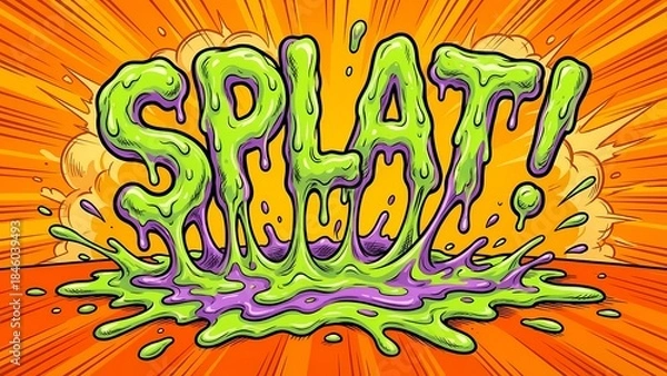 Fototapeta SPLAT! Slimy Comic Text Effect