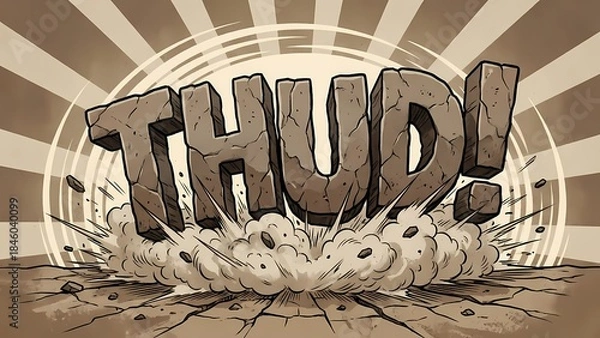 Fototapeta THUD! Heavy Comic Ground Text Effect