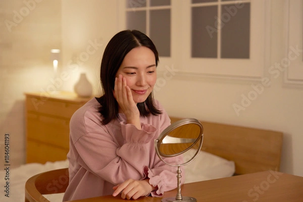 Obraz 女性　夜のフェイシャルケア