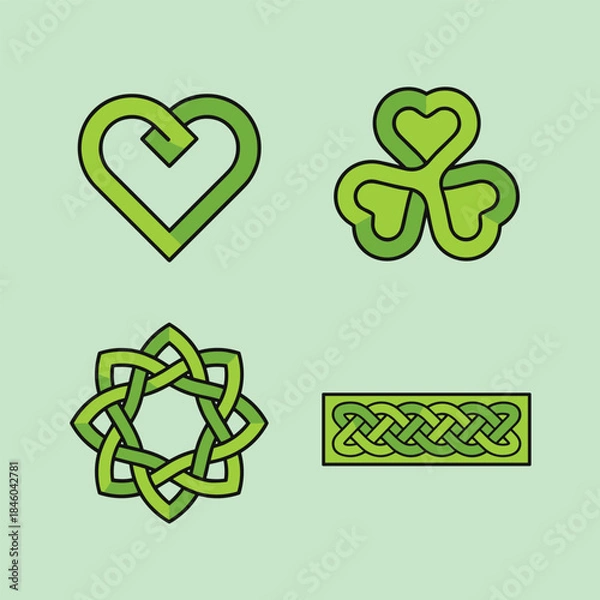 Obraz St. Patricks Day Celtic Knot Vector Designs Collection.