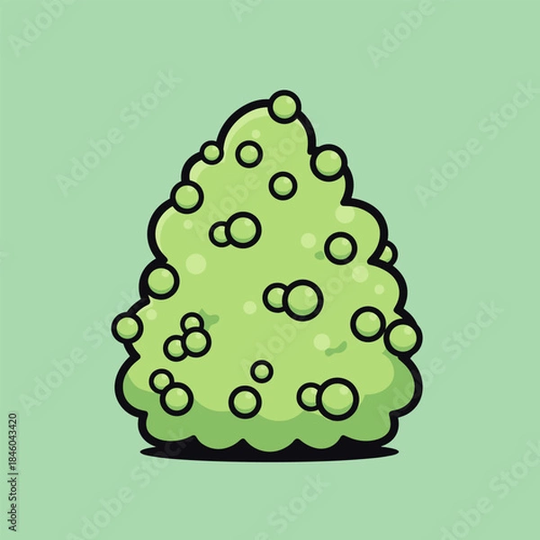 Obraz Cartoon Bush with Berries - A Whimsical Nature Illustration.