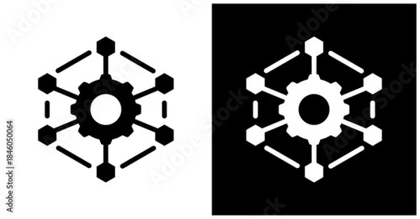 Obraz Microservices Icon Set In White And Black Background