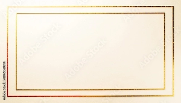 Fototapeta 白い和紙に金と赤の二重ラインで構成された上品な和風フレーム背景 generative ai