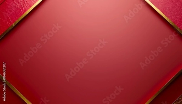 Obraz 赤い和紙の背景に金色の斜めフレームが映える和風デザイン generative ai