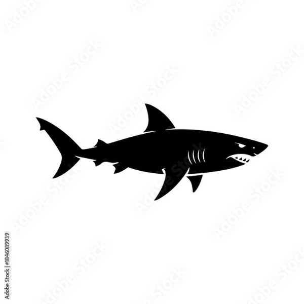 Obraz Angry Shark Vector Silhouette Design