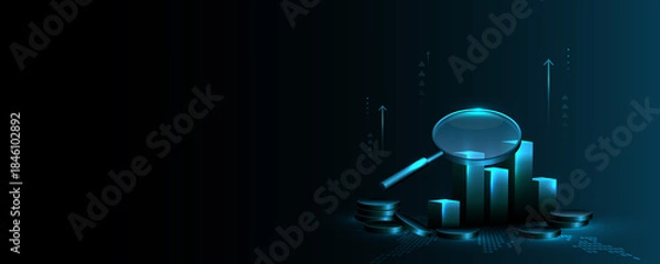 Obraz technology background, graph, data analysis, sales, profit, marketing