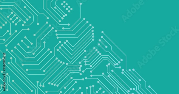 Obraz Circuit Board Technology Copy Space Vector Background. Grayscale Abstract Scifi PCB Trace Data Transfer Design Illustration.