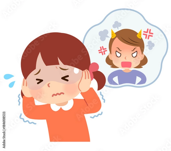 Obraz 怒られる想像をして怖がる子ども