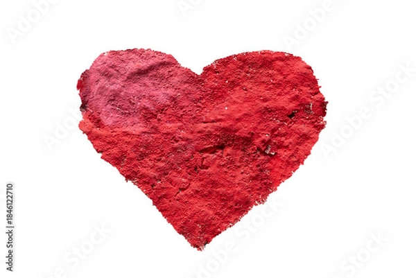 Obraz Red color heart shape with concrete texture isolate on white