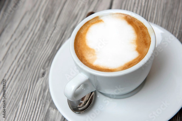 Obraz Hot fresh coffee latte serve on table