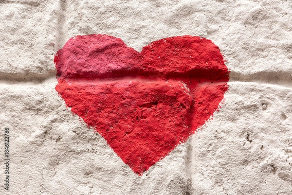 Obraz Red color heart shape painted on concrete background