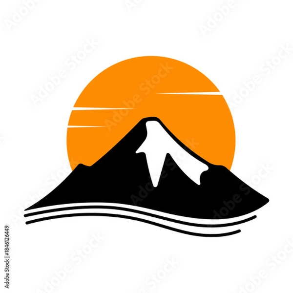 Obraz Mountain Silhouette with Sunset Graphic