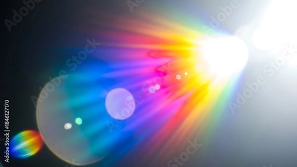 Fototapeta Bright colorful lens flare effect on dark background