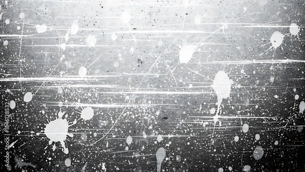 Fototapeta Abstract grunge texture background with splatters and scratches in black and white