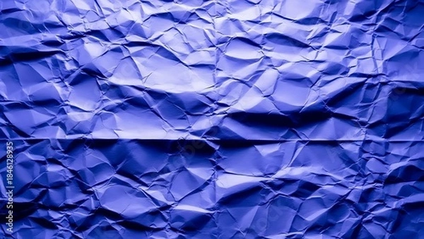 Fototapeta Abstract blue wrinkled paper texture background close up macro view