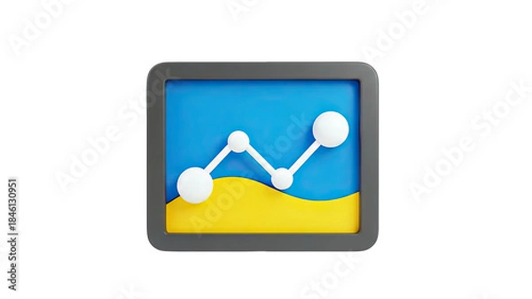 Fototapeta 3D Graph on Tablet Screen - Business Analytics