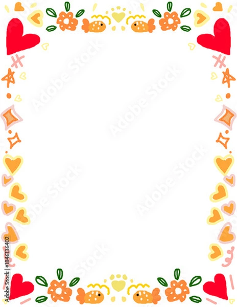 Fototapeta Elegance Victorian Red Heart Frames Drawings with bow and ribbons in vintage coquette girly style. Hand-drawn baroque line borders for Valentine's Day cards, Wedding invitations	