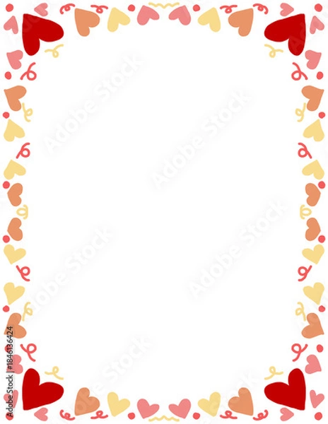 Fototapeta Elegance Victorian Red Heart Frames Drawings with bow and ribbons in vintage coquette girly style. Hand-drawn baroque line borders for Valentine's Day cards, Wedding invitations	