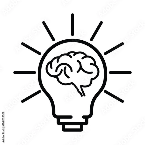 Obraz lamp and brain combination icon