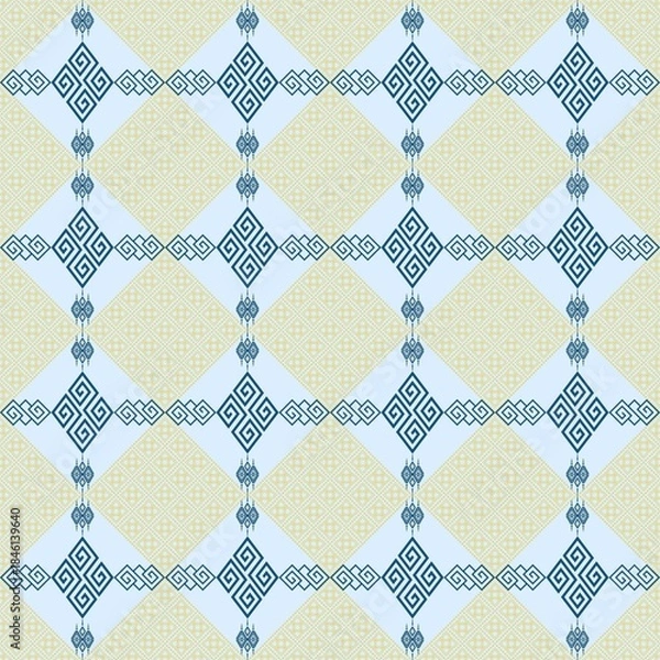 Obraz Elegant Blue and Gold Geometric Thai Pattern Background