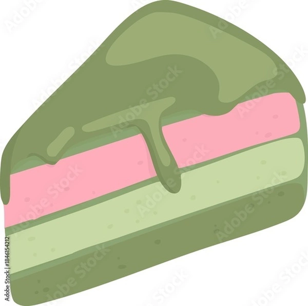 Obraz hand draw Matcha cake Illustration. 