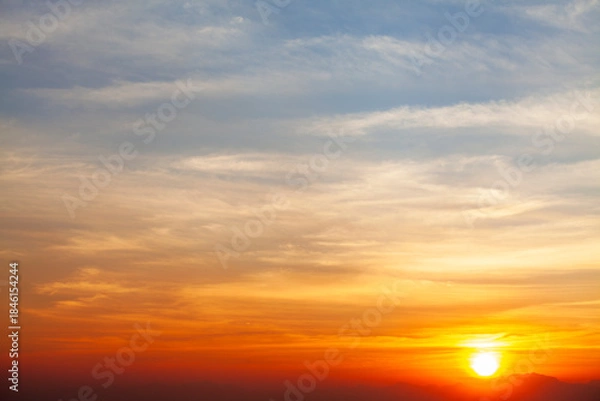 Fototapeta colorful dramatic sky with cloud at sunset