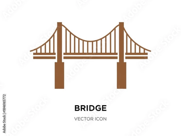 Obraz Stylized Suspension Bridge Icon with Twin Towers and Cable Structure