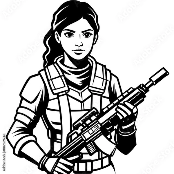 Obraz girl with a gun