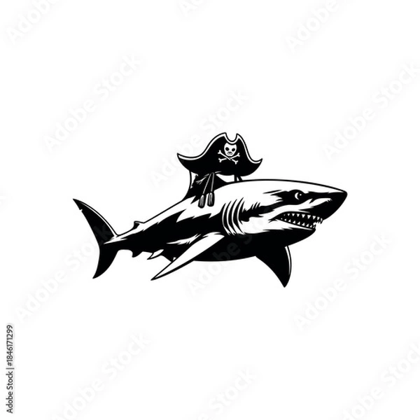 Obraz pirate shark with hat vector 