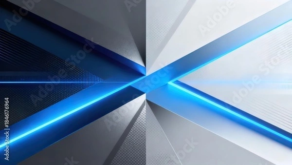 Fototapeta Abstract geometric design with blue light