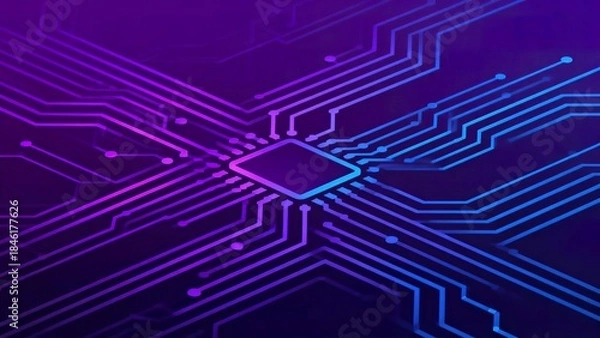 Fototapeta Circuit board with glowing lines