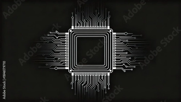 Fototapeta Circuit board design with central chip
