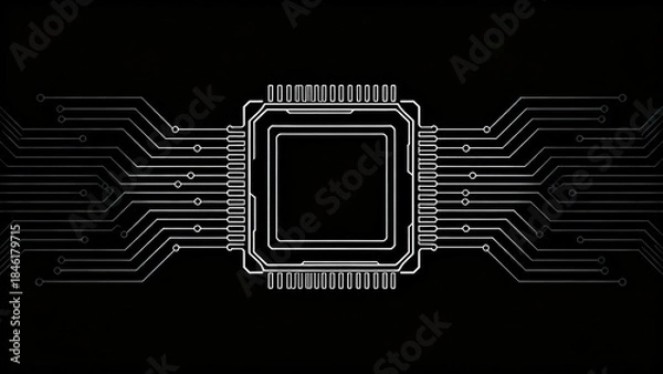 Fototapeta Circuit board design with central chip