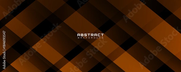 Fototapeta 3D brown abstract background overlap layer on dark space with glowing squares effect decoration. Modern graphic design element cutout style concept for web, art, flyer, card, or brochure cover