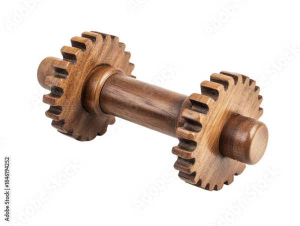 Obraz Wooden Gear Dumbbell Isolated