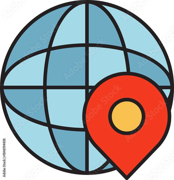 Obraz Globe and Location Pin Marker Icon
