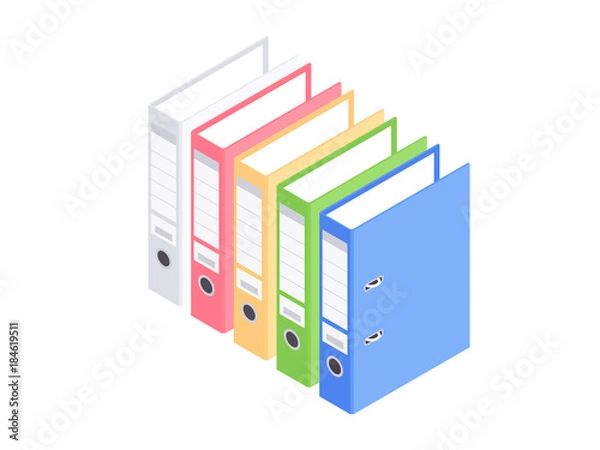 Fototapeta Isometric office ring binders isolated on white. Vector illustration