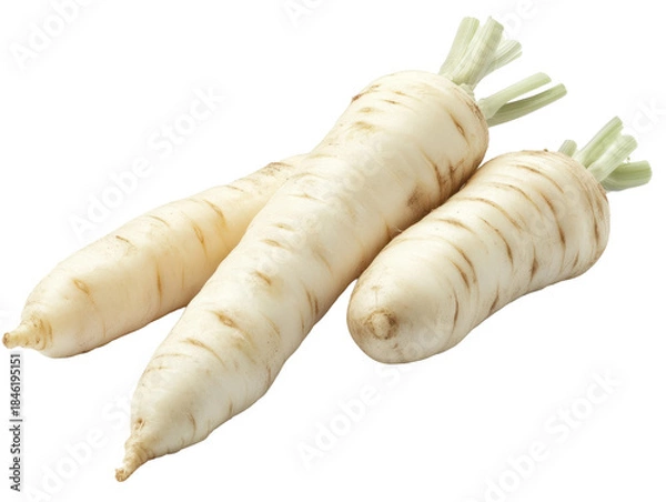 Obraz Fresh white parsnips isolated on transparent background