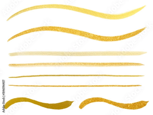 Fototapeta 金色：筆で描いたライン素材セット