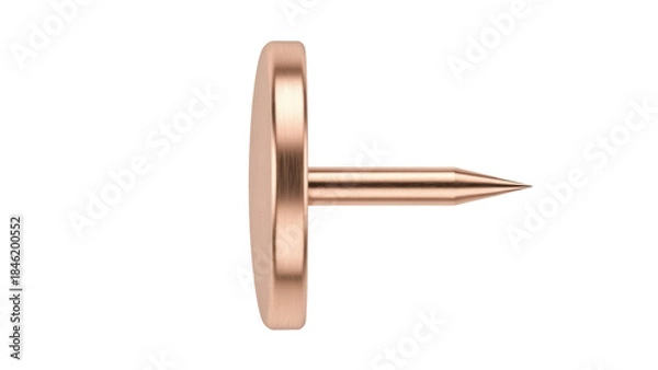 Fototapeta Rose gold push pin isolated PNG on transparent background, office supply for bulletin boards and notice boards