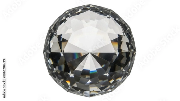 Fototapeta Sparkling clear crystal ball PNG isolated on transparent background, faceted glass sphere for decoration and design projects