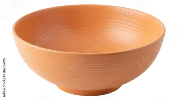 Obraz Empty orange ceramic bowl isolated PNG, kitchenware for food presentation and serving on transparent background