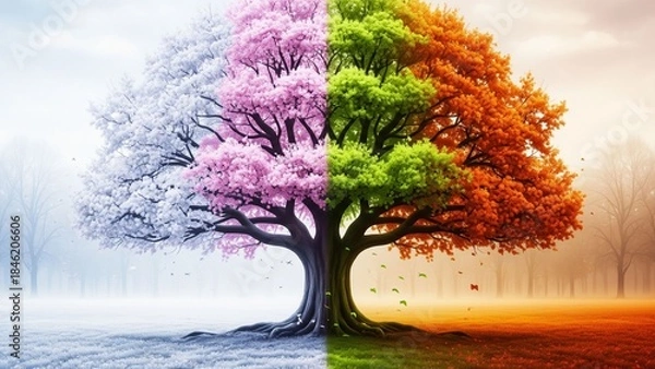 Obraz 木　冬　春　夏　秋　季節　イラスト