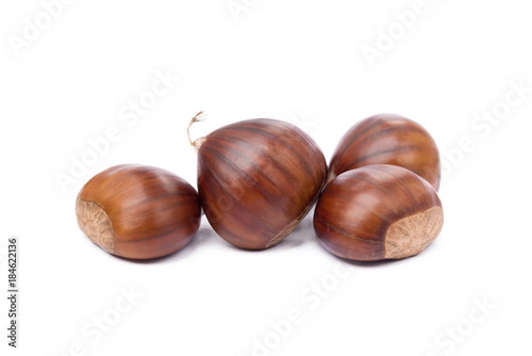 Fototapeta Chestnuts isolated on white background